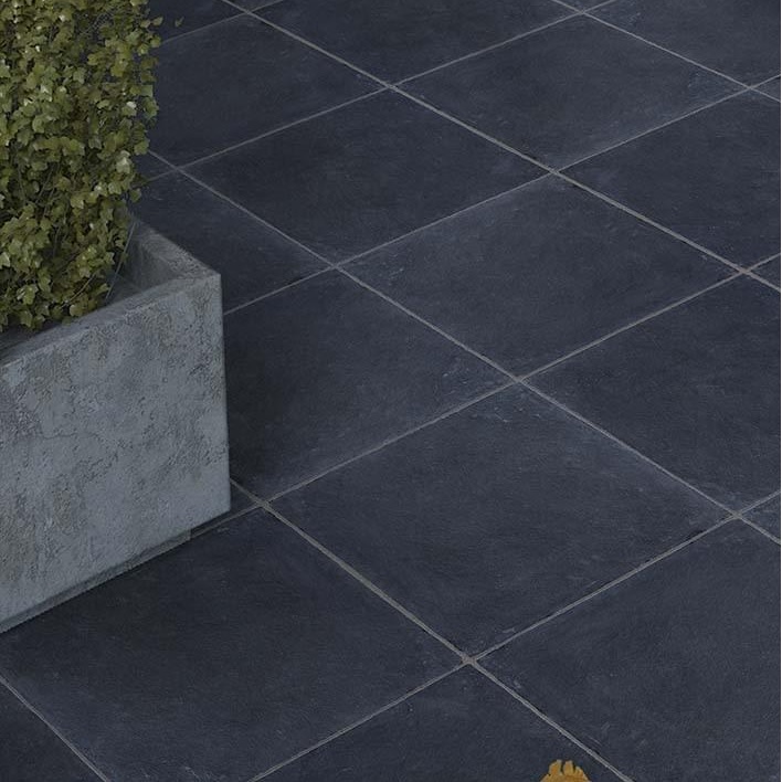 Black Limestone Sawn Edge Calibrated Paving | 600×600