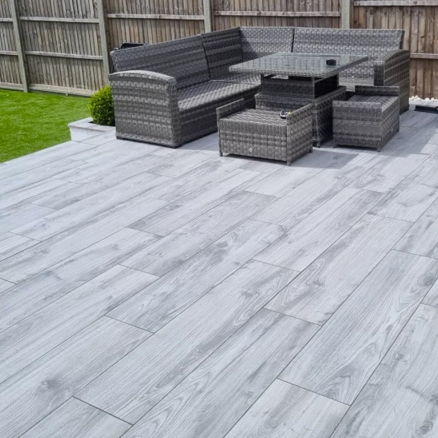 Grove Light Grey Wood Effect Porcelain Paving | 1200×400