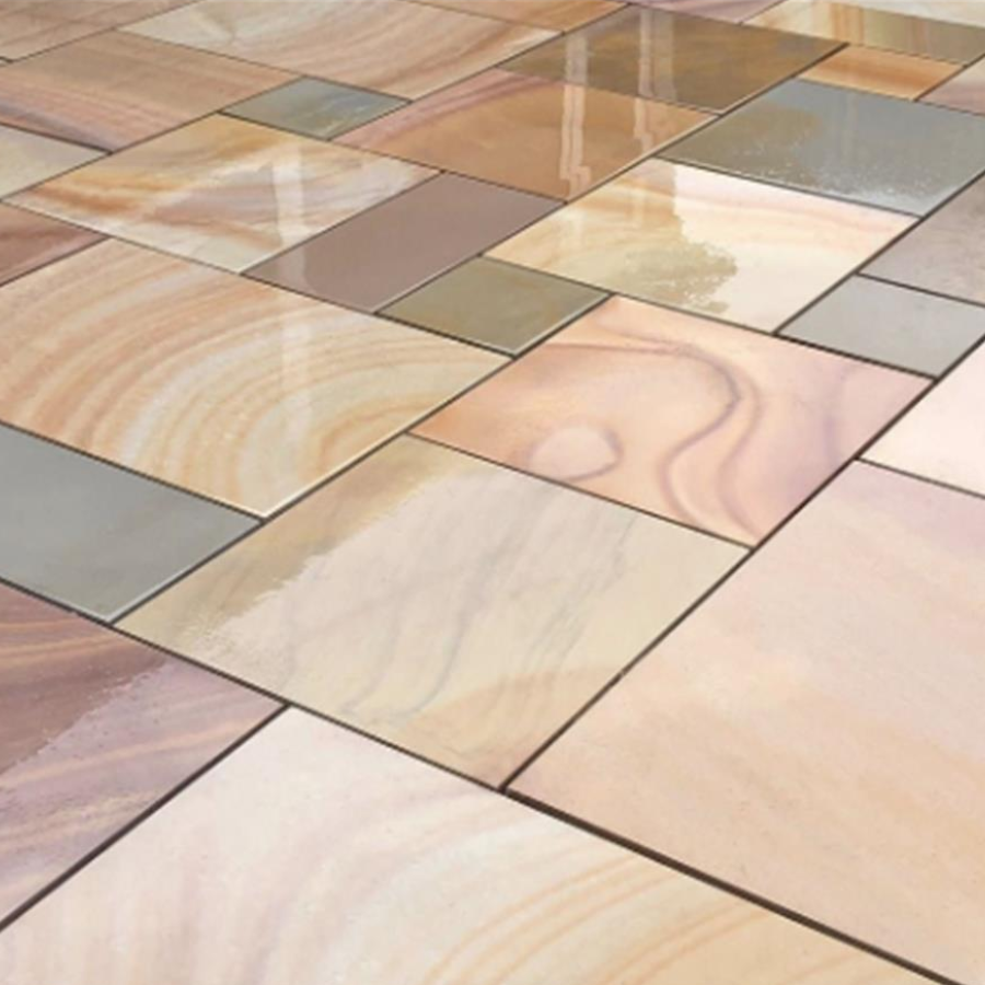 Rippon Buff Sawn Smooth Honed Sandstone Paving | Mixed Size - Image 4