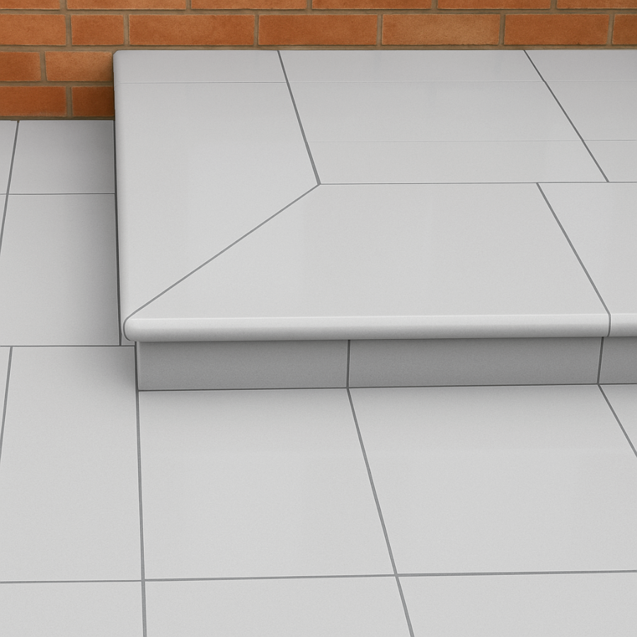 Kandla Grey | Smooth Vitrified Porcelain | Bullnose Steps | 900×450