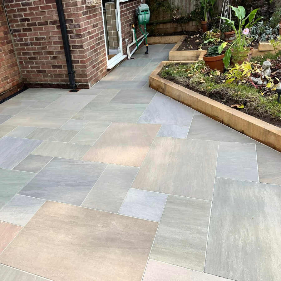 Raj Green Natural Porcelain Paving | Mixed Size