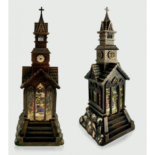 Church Water Spinner With Warm White LEDs 32cm