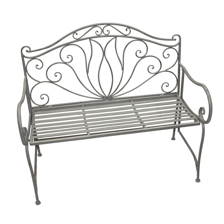 Metal Vintage Rustic Grey Garden Bench Shabby Chic