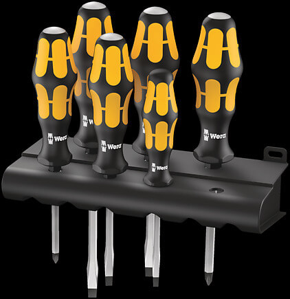 Wera 932/6 Screwdriver set Kraftform Chiseldriver and rack, 6 pieces 05018282001
