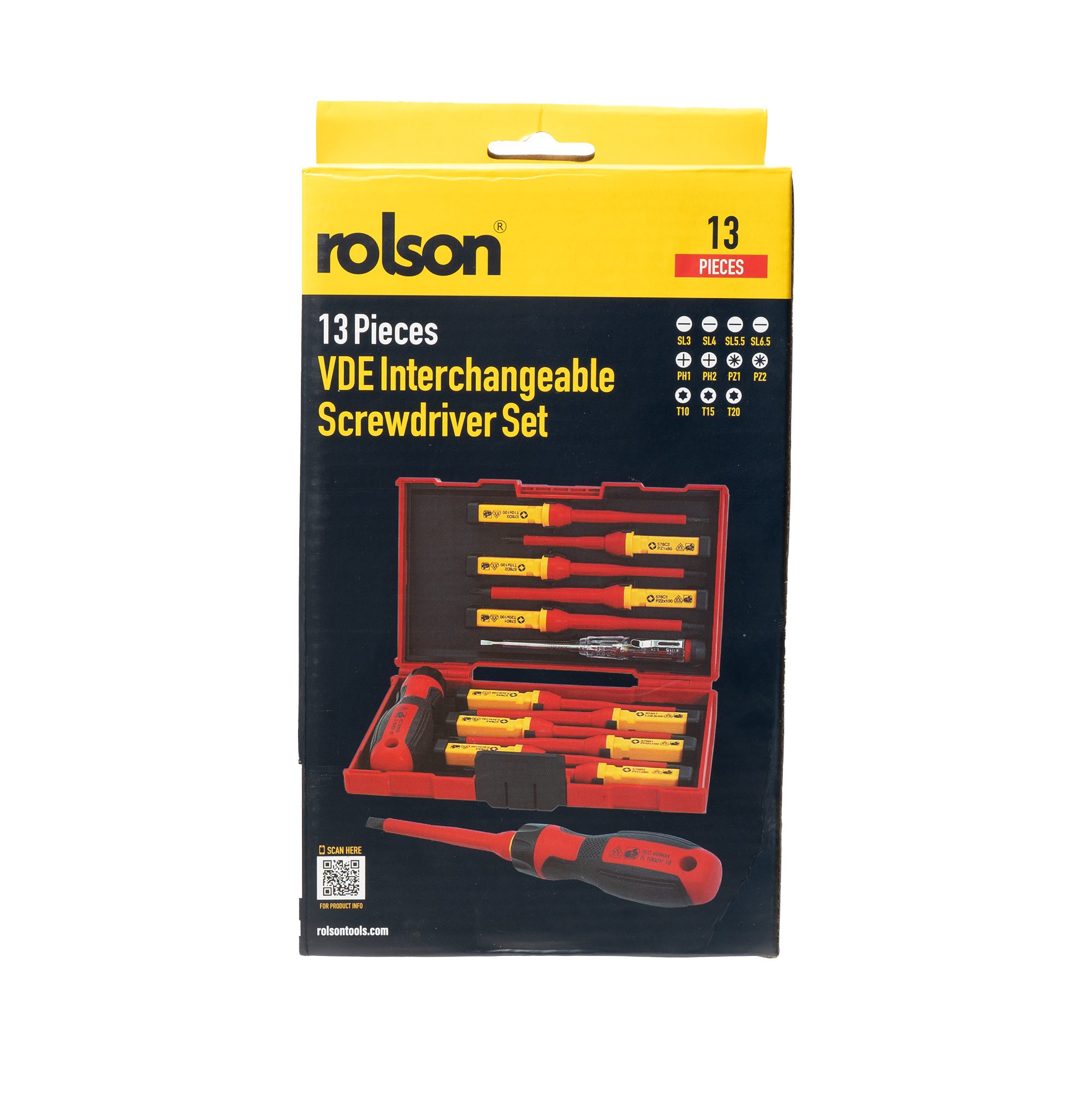 Rolson Compact 13pc Interchangeable VDE Insulated Screwdriver Set 28734 - Image 3